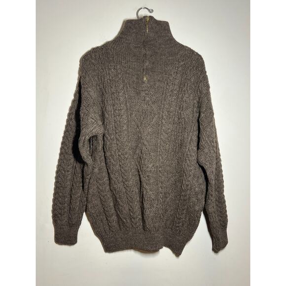 Kerry Traditions Ireland Men's Brown Cable Knit 1/4 Zip Pullover Sweater M - Picture 1 of 6